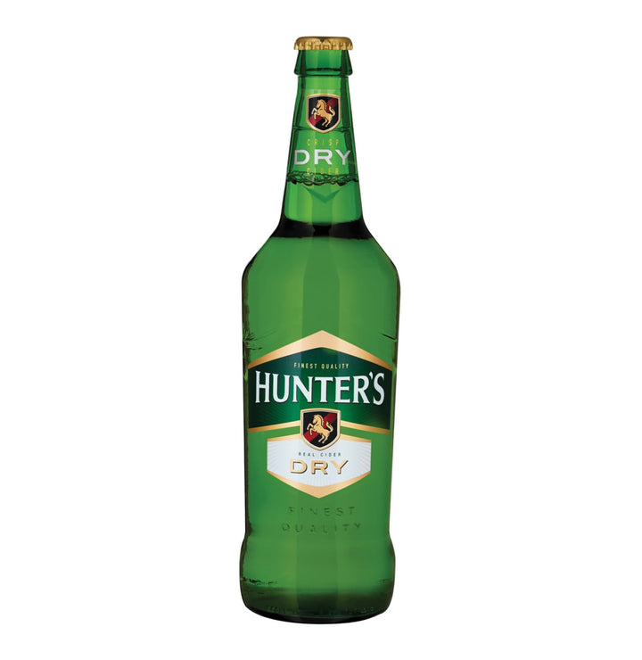 Hunters Dry Cider product bottle on a clean white background