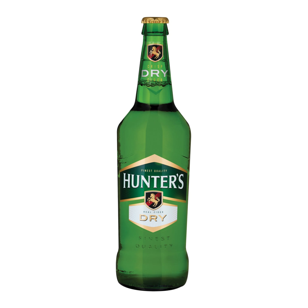 Hunters Dry Cider product bottle on a clean white background