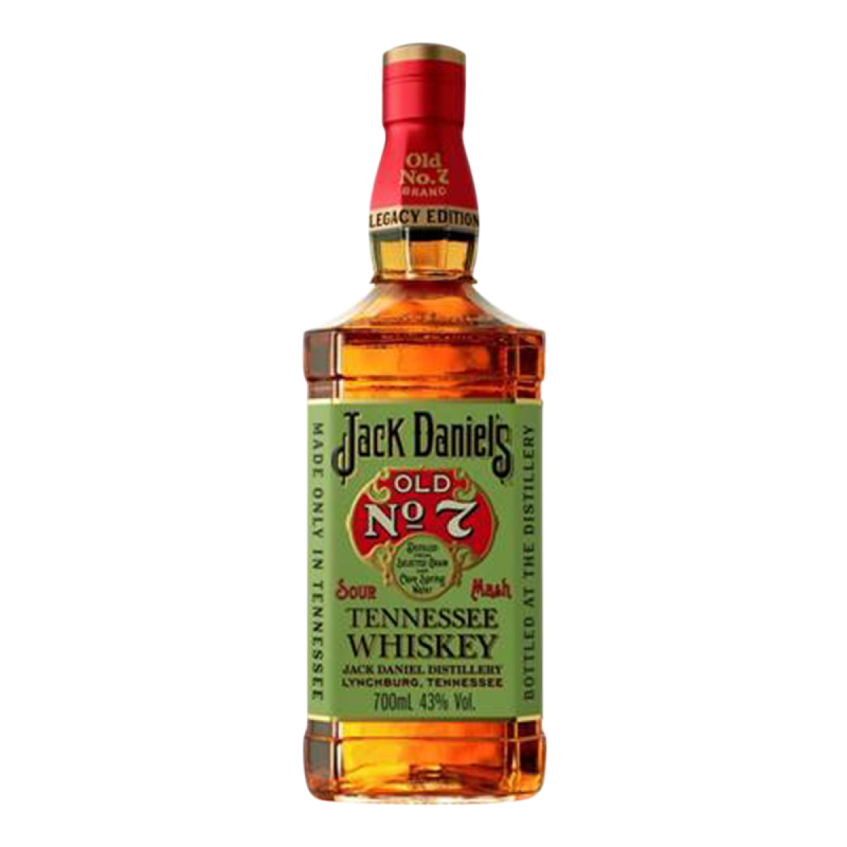 Jack Daniel's 1905 Legacy No 1 Green whisky bottle on a clean white background