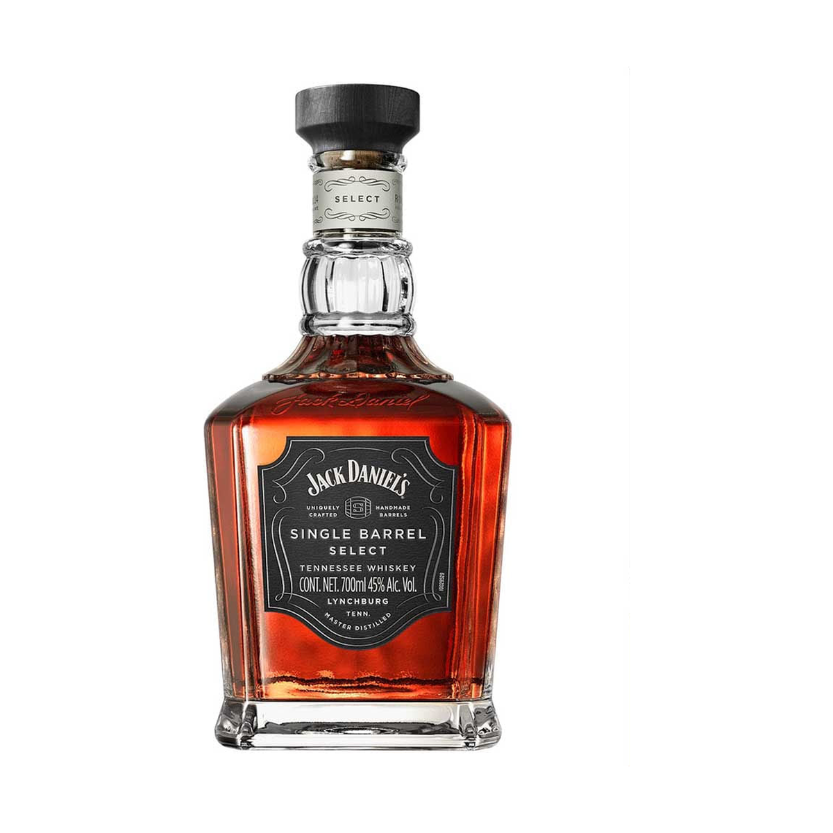 Jack Daniel's Single Barrel Select whiskey bottle on a clean white background