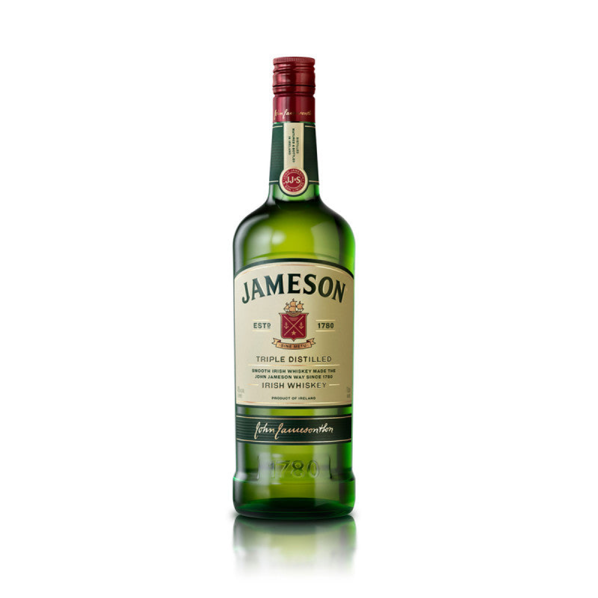 Jameson whisky bottle on a clean white background