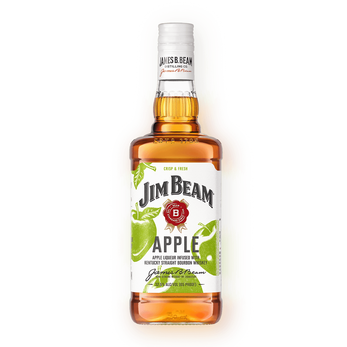 Jim Beam Apple whisky bottle on a clean white background