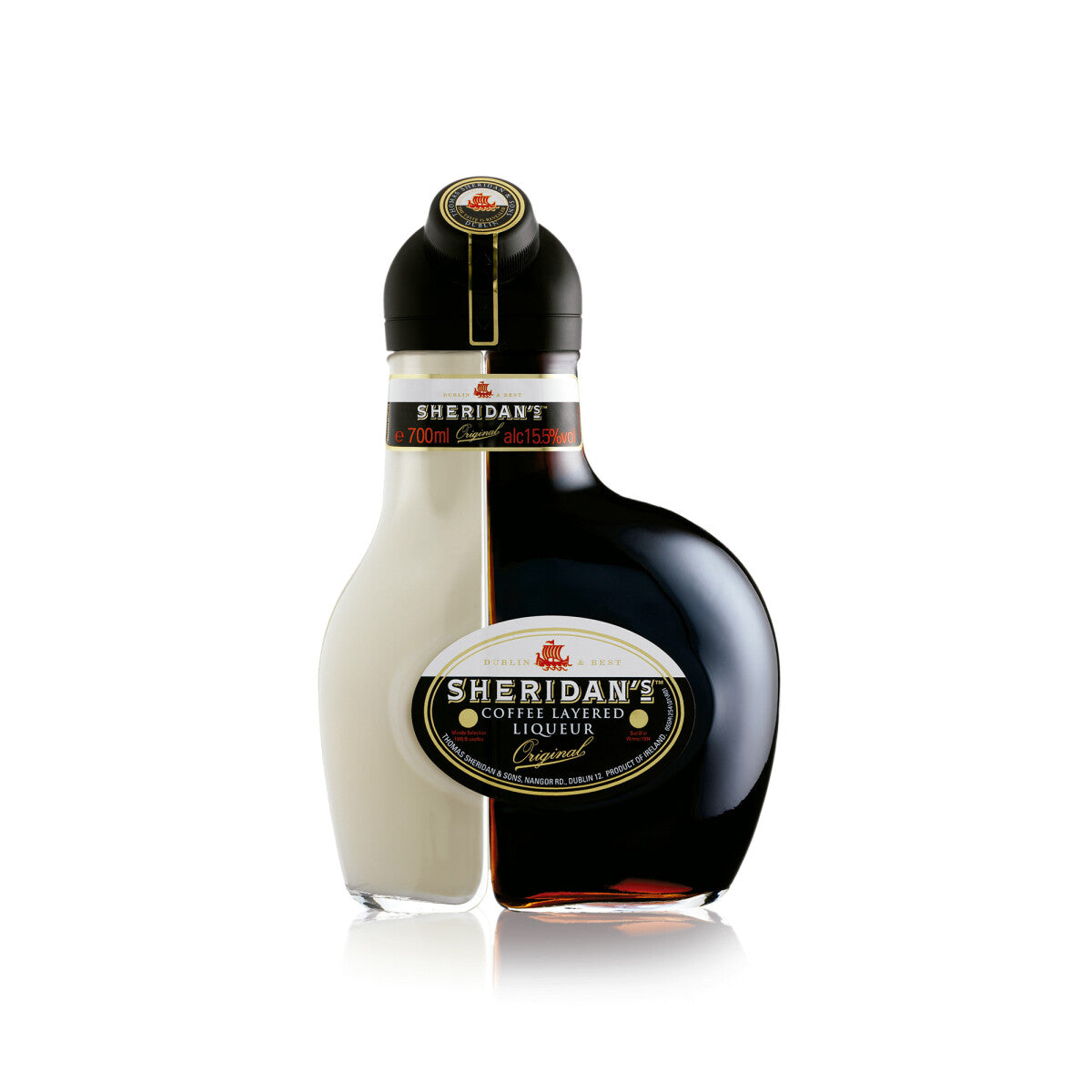 Sheridans Cream liqueur bottle on a clean white background