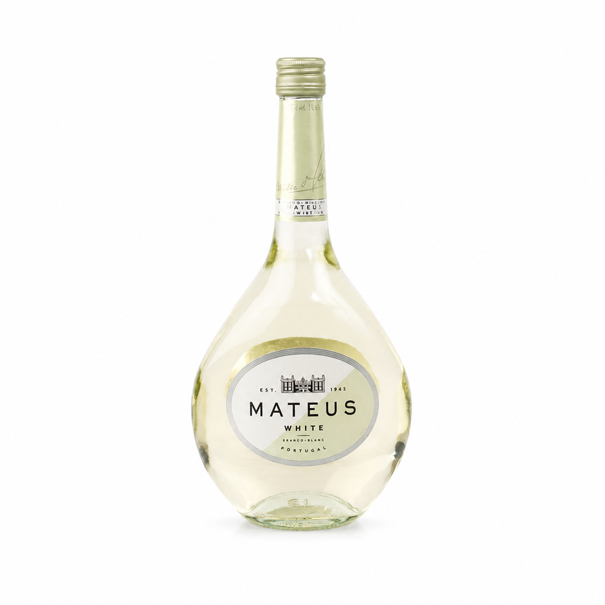 Mateus Branco white wine bottle on a clean white background