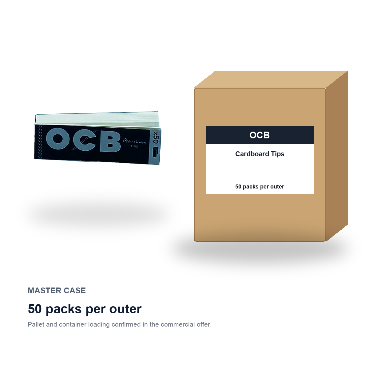 OCB Cardboard Tips master case - 50 packs per outer