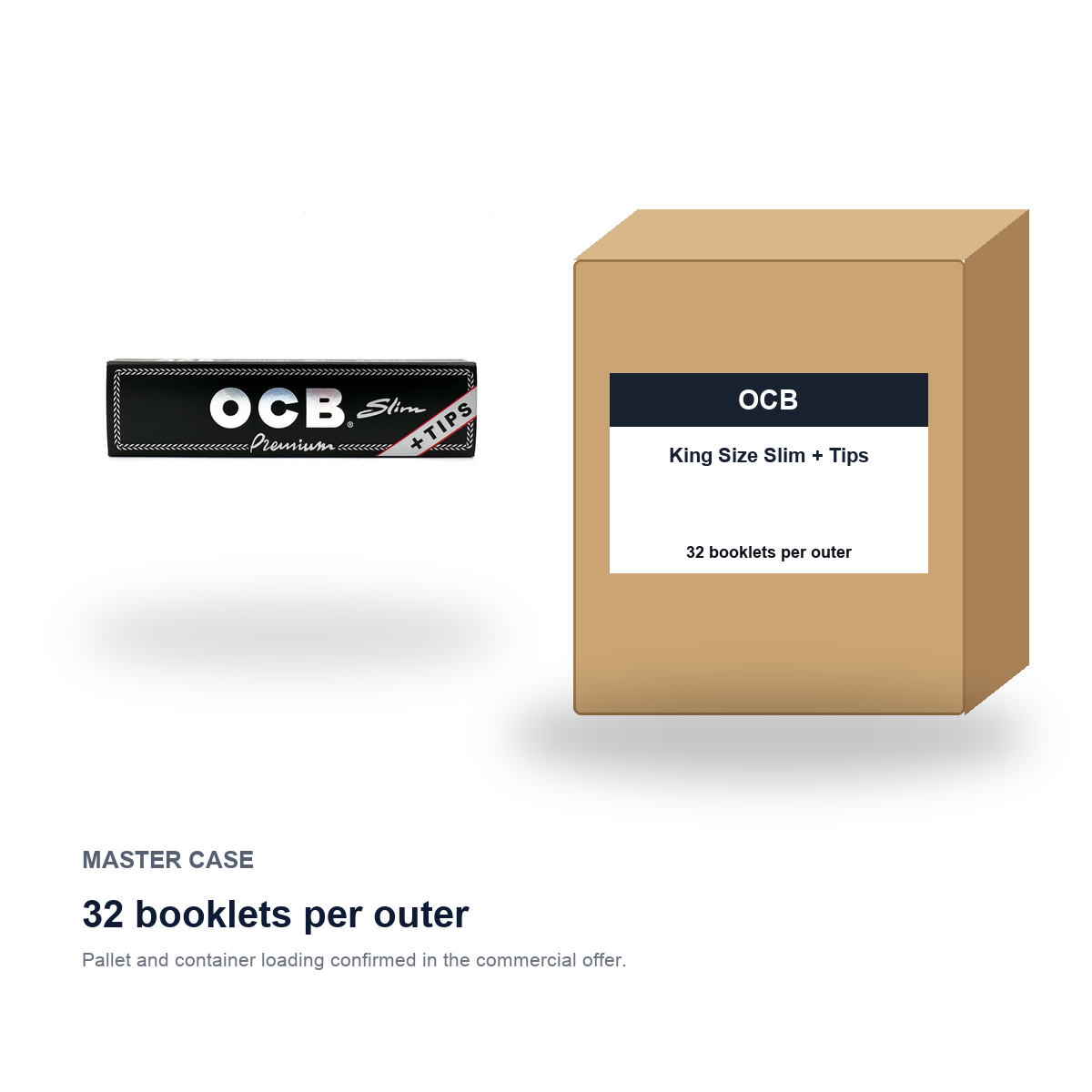 OCB King Size Slim + Tips master case - 32 booklets per outer