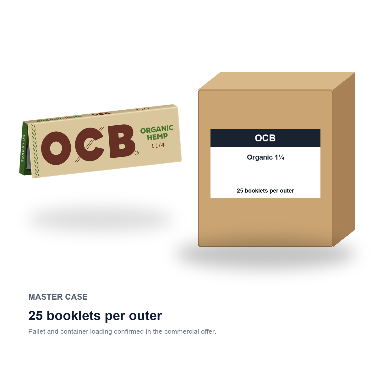 OCB Organic 1¼ master case - 25 booklets per outer