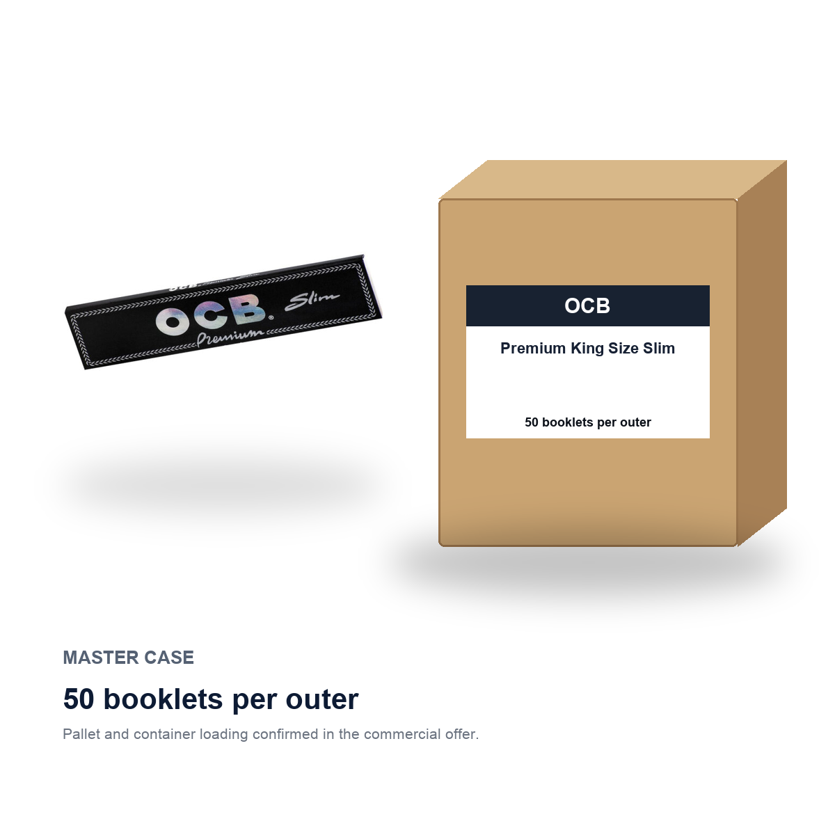 OCB Premium King Size Slim master case - 50 booklets per outer