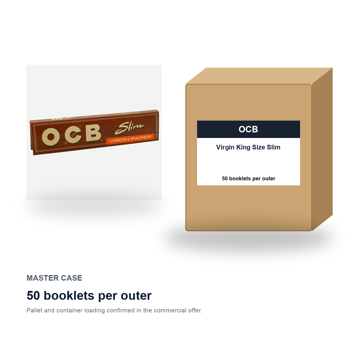 OCB Virgin King Size Slim master case - 50 booklets per outer