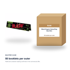 RAW Black Organic Hemp King Size Slim master case - 50 booklets per outer