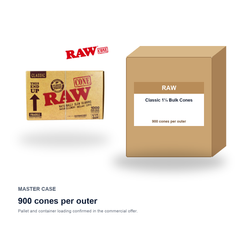 RAW Classic 1¼ Bulk Cones master case - 900 cones per outer