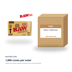 RAW Classic 1¼ Bulk Cones master case - 1,000 cones per outer