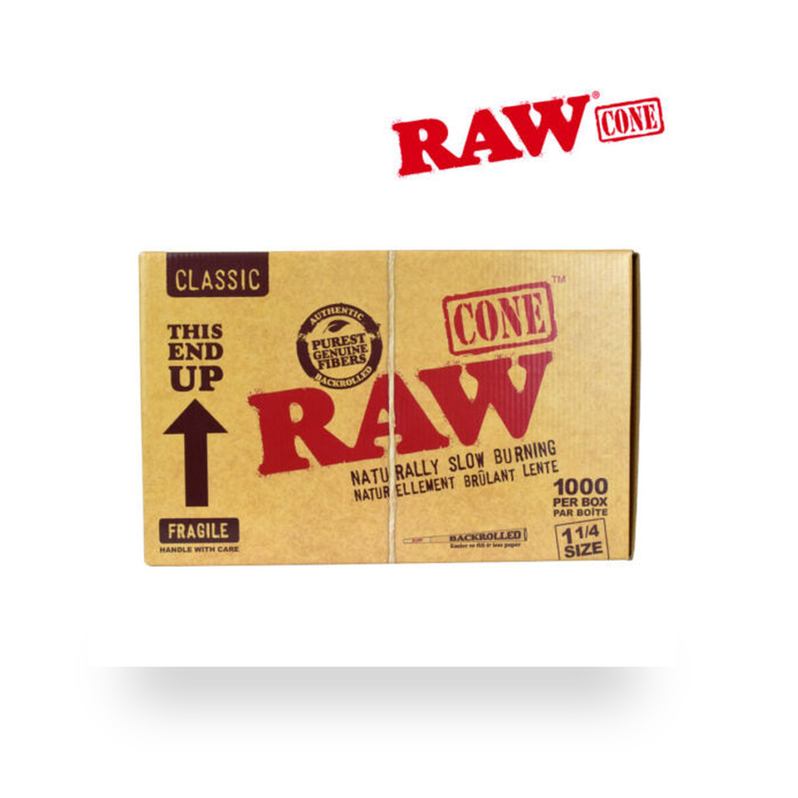 RAW Classic 1¼ Bulk Cones retail product pack on white background