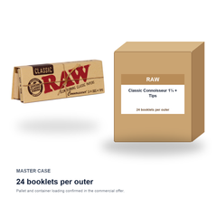 RAW Classic Connoisseur 1¼ + Tips master case - 24 booklets per outer