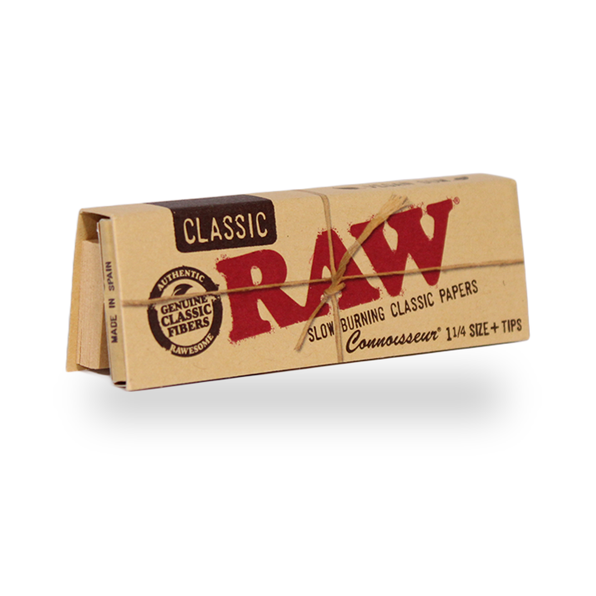 RAW Classic Connoisseur 1¼ + Tips retail product pack on white background