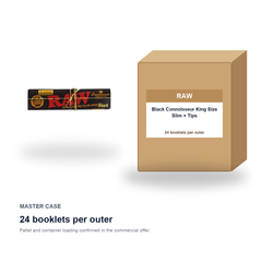 RAW Black Connoisseur King Size Slim + Tips master case - 24 booklets per outer