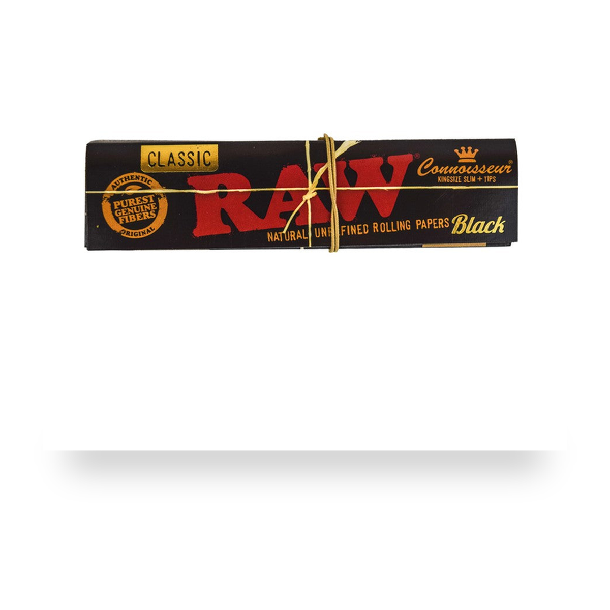 RAW Black Connoisseur King Size Slim + Tips retail product pack on white background