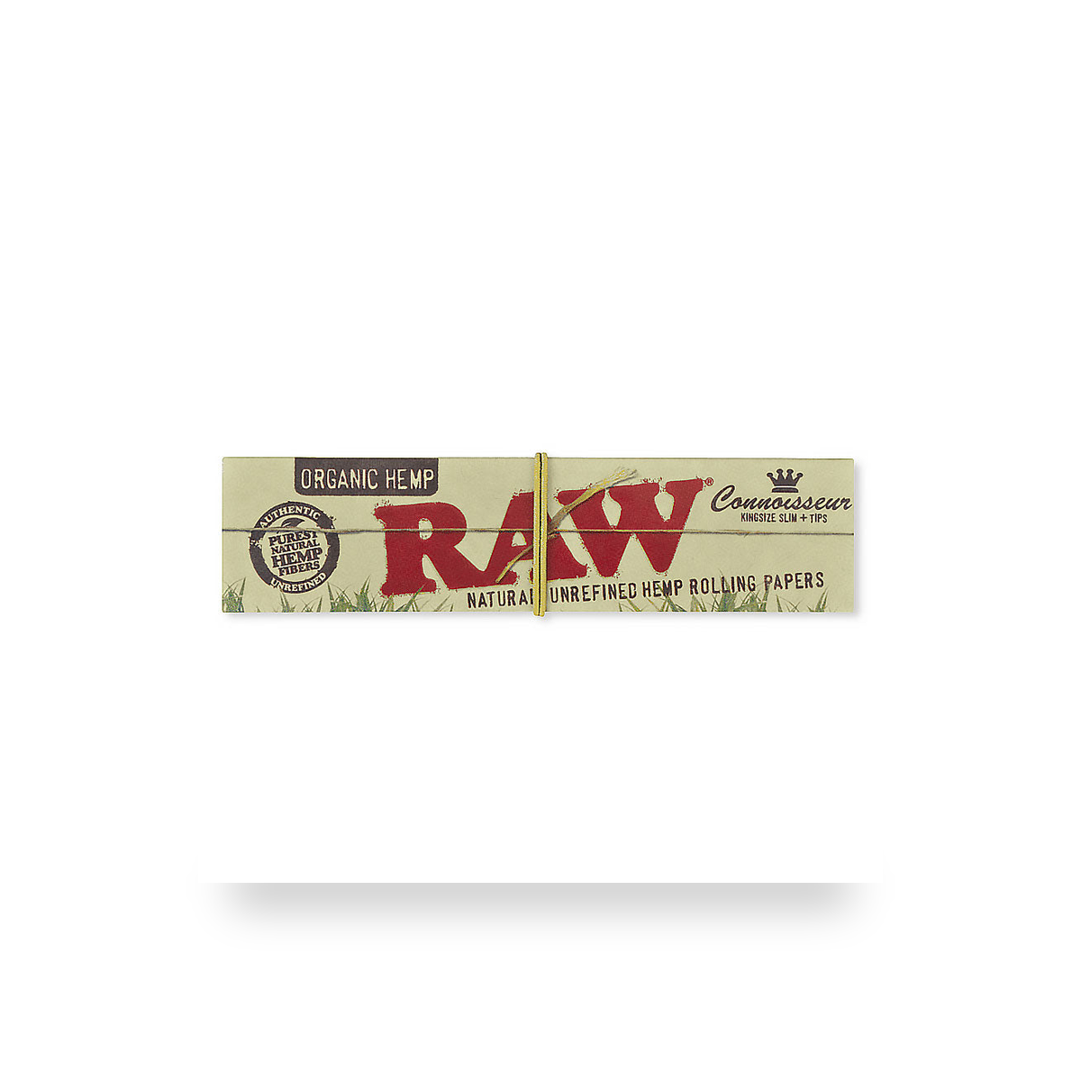 RAW Organic Hemp Connoisseur King Size Slim + Tips retail product pack on white background
