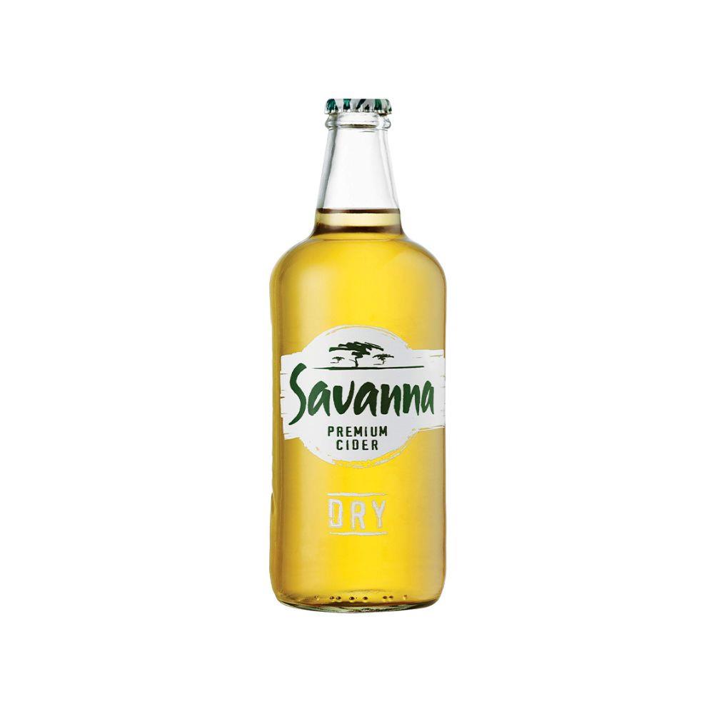 Savanna Dry Cider bottle front view on a clean white background