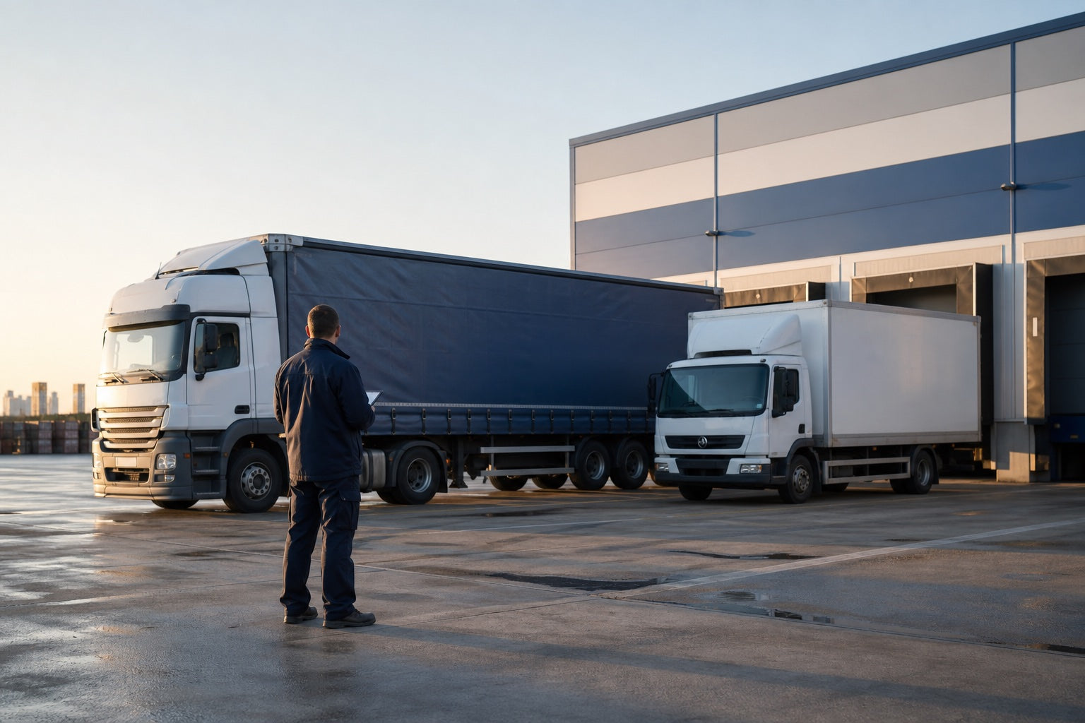 Freight trucks coordinated for inland and door-to-door delivery